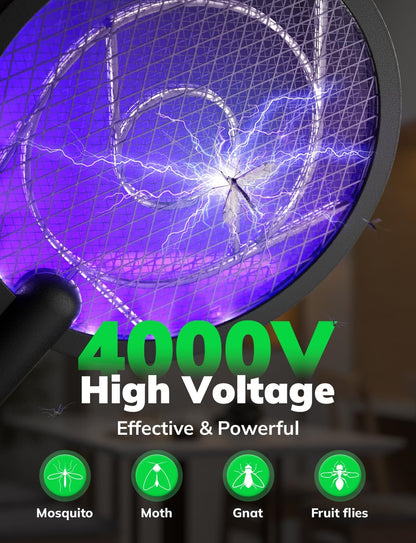 YISSVIC Electric Fly Swatter Bug Zapper Racket 4000V LED Screen Dual Modes Fly Zapper Rechargeable
