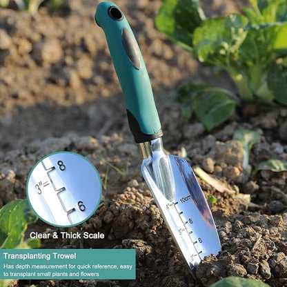 FANHAO Garden Tools Set, 3 Piece Heavy Duty Gardening Tools Cast Aluminum with Soft Rubberized