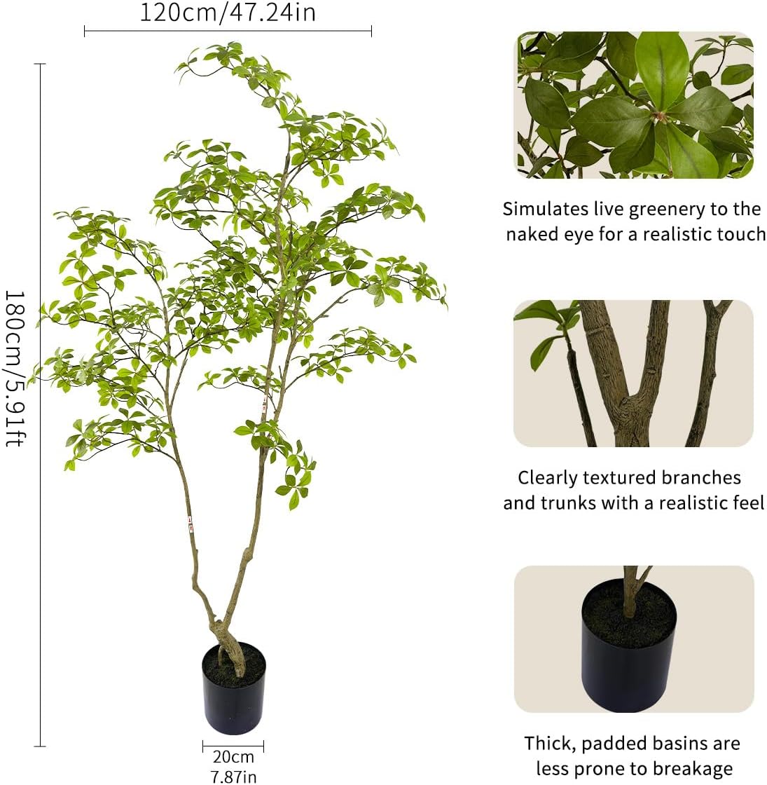 Artificial Gardenia Tree,6ft（1pack） Tall Fake Plants Artificial Mahonia fortunei Plants for Indoor