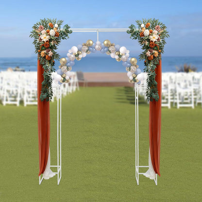 Wedding Arch Backdrop Stand, White Double Square Arch Backdrop Stand for Ceremony, 7.87ft Tall
