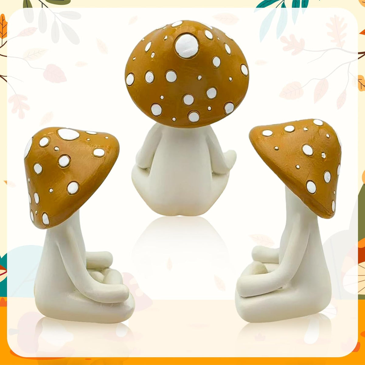 Meditation Mushroom Resin Statue - Cute Meditation Mushroom Statue for Desk Living Room Resin