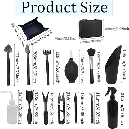 15Pcs Succulent Tools Kit with Organizer Bag Plant Repotting Mat Mini Garden Transplanting Tools