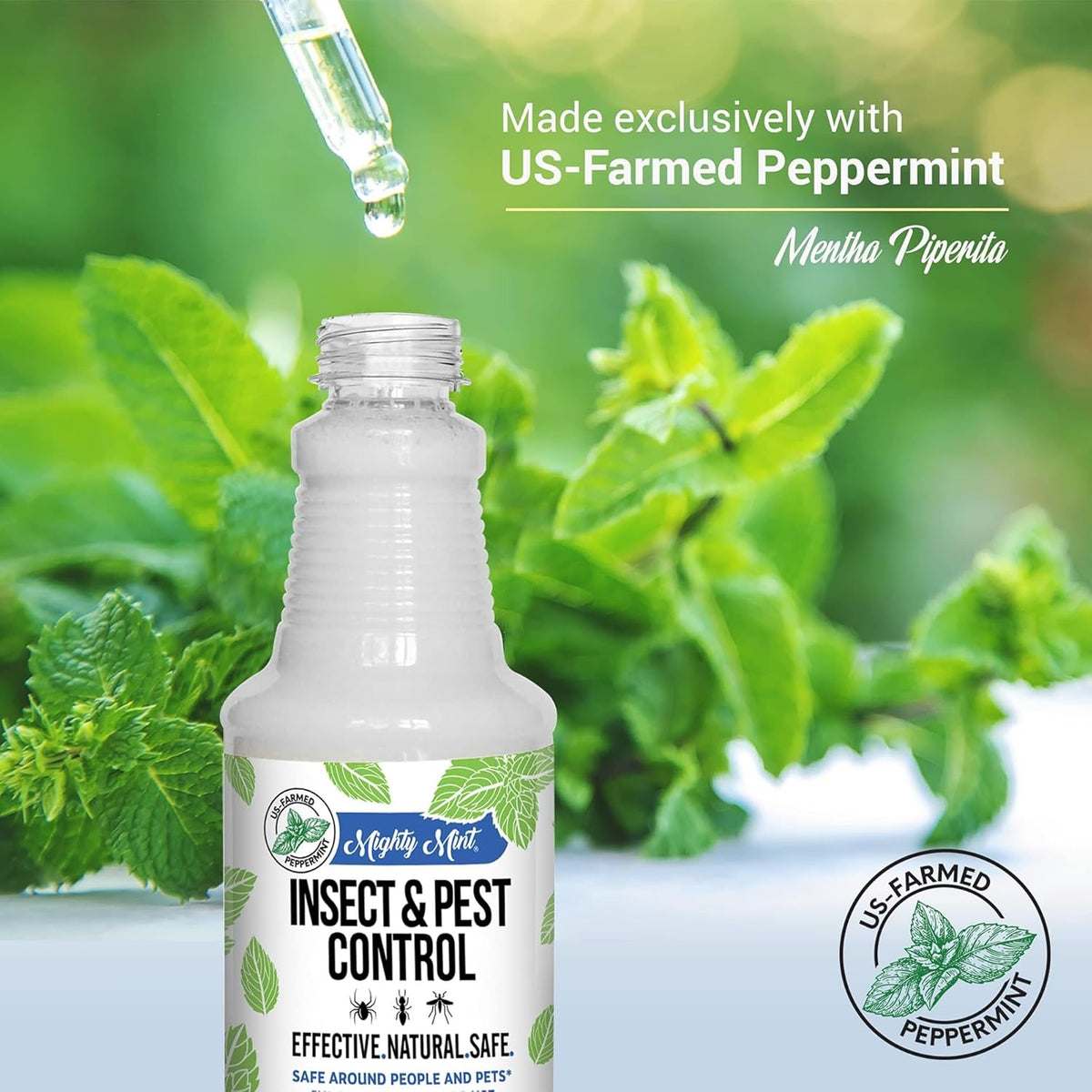 Mighty Mint Peppermint Oil Insect Repellent Spray – Natural Indoor & Outdoor Bug Control for