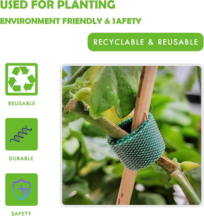 Green Garden Ties|Plant Ties for Climbing Plants 100 feet x1/2‘’in 3 Rolls|Plant Supports for