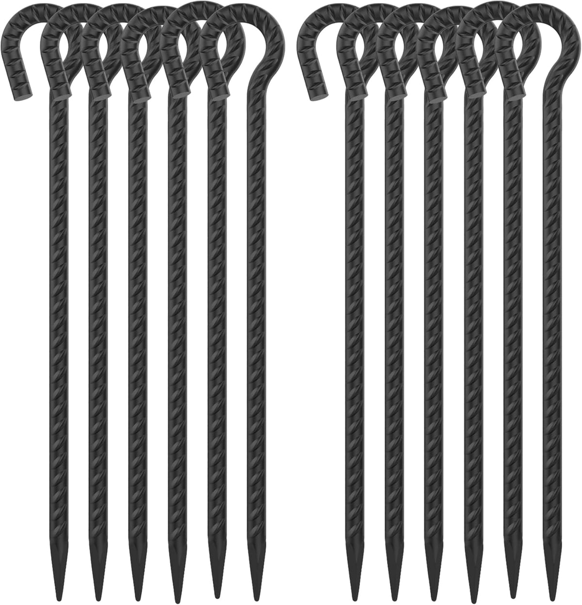 16 Inch Rebar Ground Stakes with Loop 1/2 inch Diameter Steel Tent Stakes (12 pcs), Heavy Duty Tree