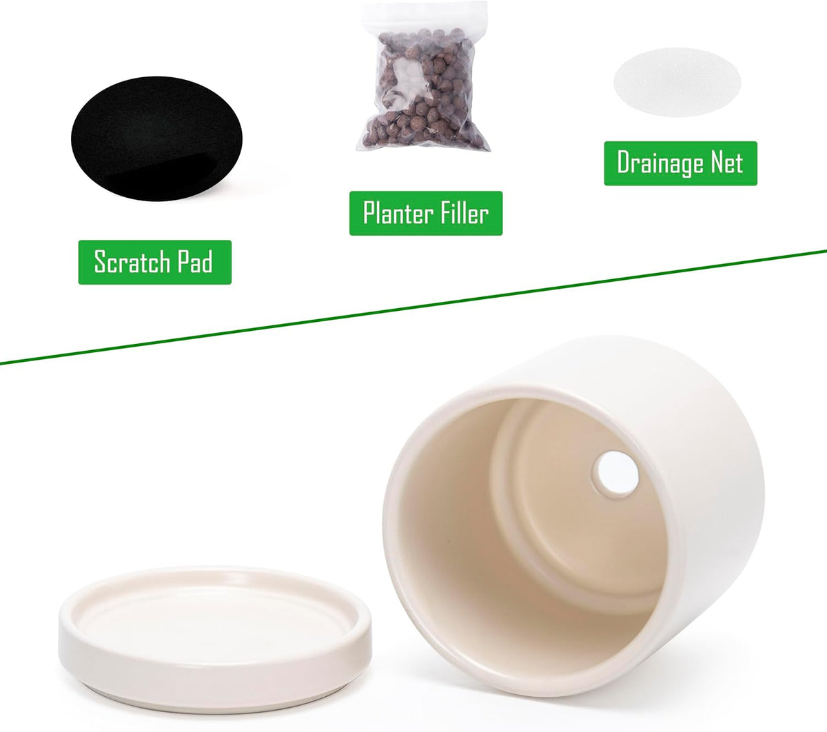 D'vine Dev Set of 2 Plants Pots, 3.5 Inch Ceramic Planter Pot for Plants with Drainage Hole and