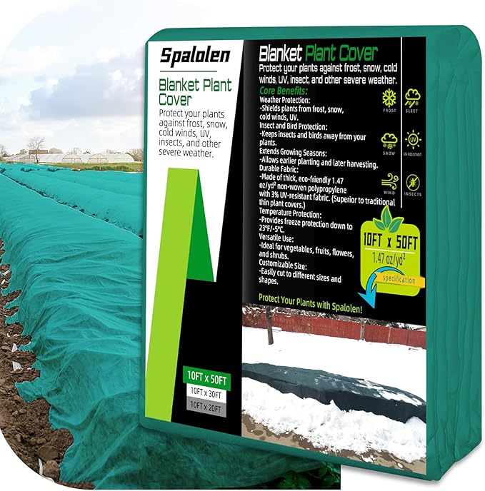 Plant Covers Freeze Protection, 10ft X 50ft Floating Row Cover 1.47 oz/yd² Fabric, Garden Frost