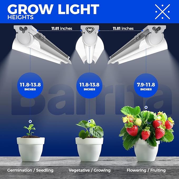 Barrina Plant Grow Lights, 4FT 5000K Full Spectrum Daylight White, 252W(6 x 42W, 1400W Equivalent)