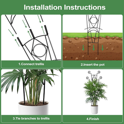 Stackable Metal Trellis for Climbing Plants Outdoor & Indoor - 4 Pack Garden Trellis for Potted