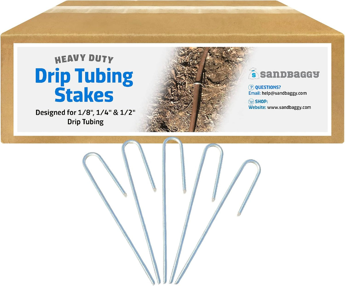 Sandbaggy 1000-Pack DRIP TUBING Stakes Landscape Staples | 5 inch Length - 11 Gauge Heavy Duty |
