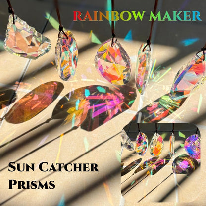 5Pcs 3-inch Crystal Sun Catcher Prisms for Windows Garden Patio,AB Colored Hanging Suncatchers with