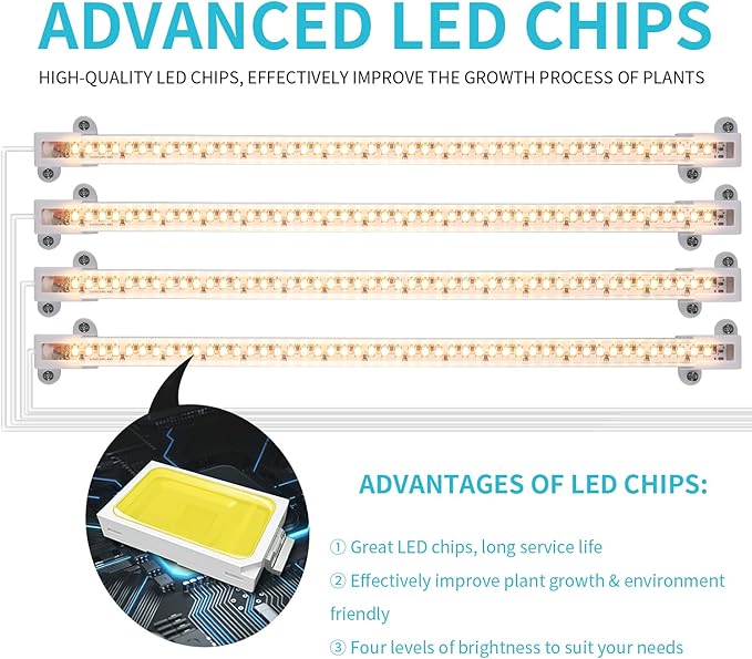 LED Grow Light Strips for Indoor Plants Full Spectrum 3500K, 192 LEDs Plant Light Bar with 3/9/12H