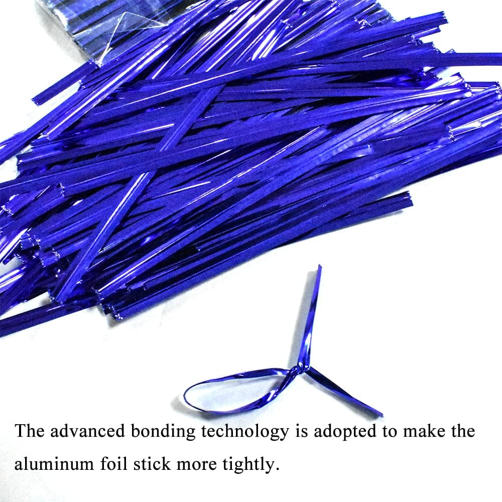 HAHIYO 300Pcs 4 inches Blue Metal Twist Ties Bread Candy Coffee Bag Ties Plant Garden Twist Ties
