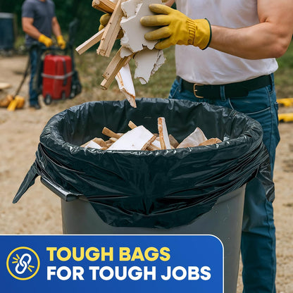 Heavy Duty Contractor Bags 42 Gallon with Flap Ties Trash Bags 3 Mil for Industrial Commercial Use