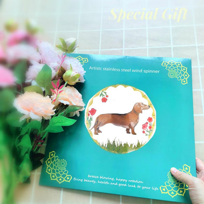 Dachshund Wind Spinner Dog Gifts for Women/Men Sympathy Gift Pet Memorial Gifts 3D Stainless Steel