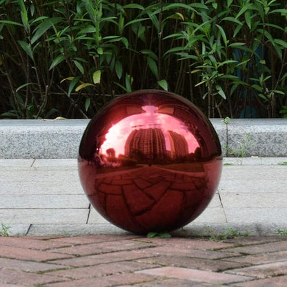8 inch Diameter Red Gazing Ball,Red Stainless Steel Polished Reflective Smooth Garden Sphere Globe