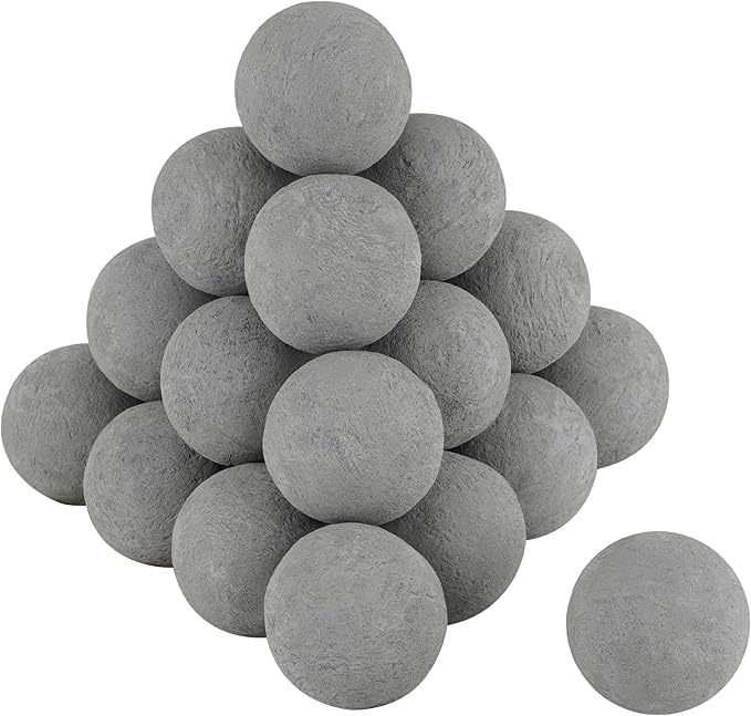 Skyflame 2" Fireplace Balls for Gas Fireplace, 25-Pack Round Ceramic Ball Set for Indoor/Outdoor