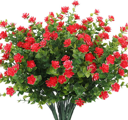 Outdoor Artificial Plant UV Resistant Fake Stems Plants, Faux Plastic Greenery for Indoor Outside