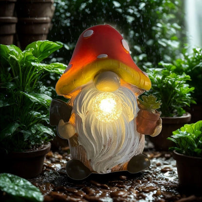Solar Mushroom Gnomes Garden Statues Outdoor Decor with Night Glow,Cute Fairy Garden Statues for