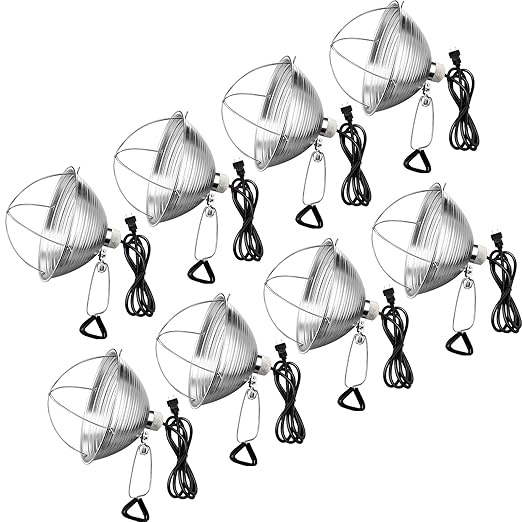 Macarrie 8 Pack Clamp Lamp Light with Aluminum Reflector, 6ft SPT-2 18awg Cord and Adjustable Stand