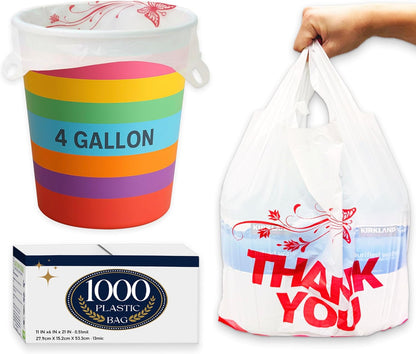 4 Gallon Small Trash Bags with Handles –1000Count 11" x 21" Plastic Garbage Bags for Home, Kitchen