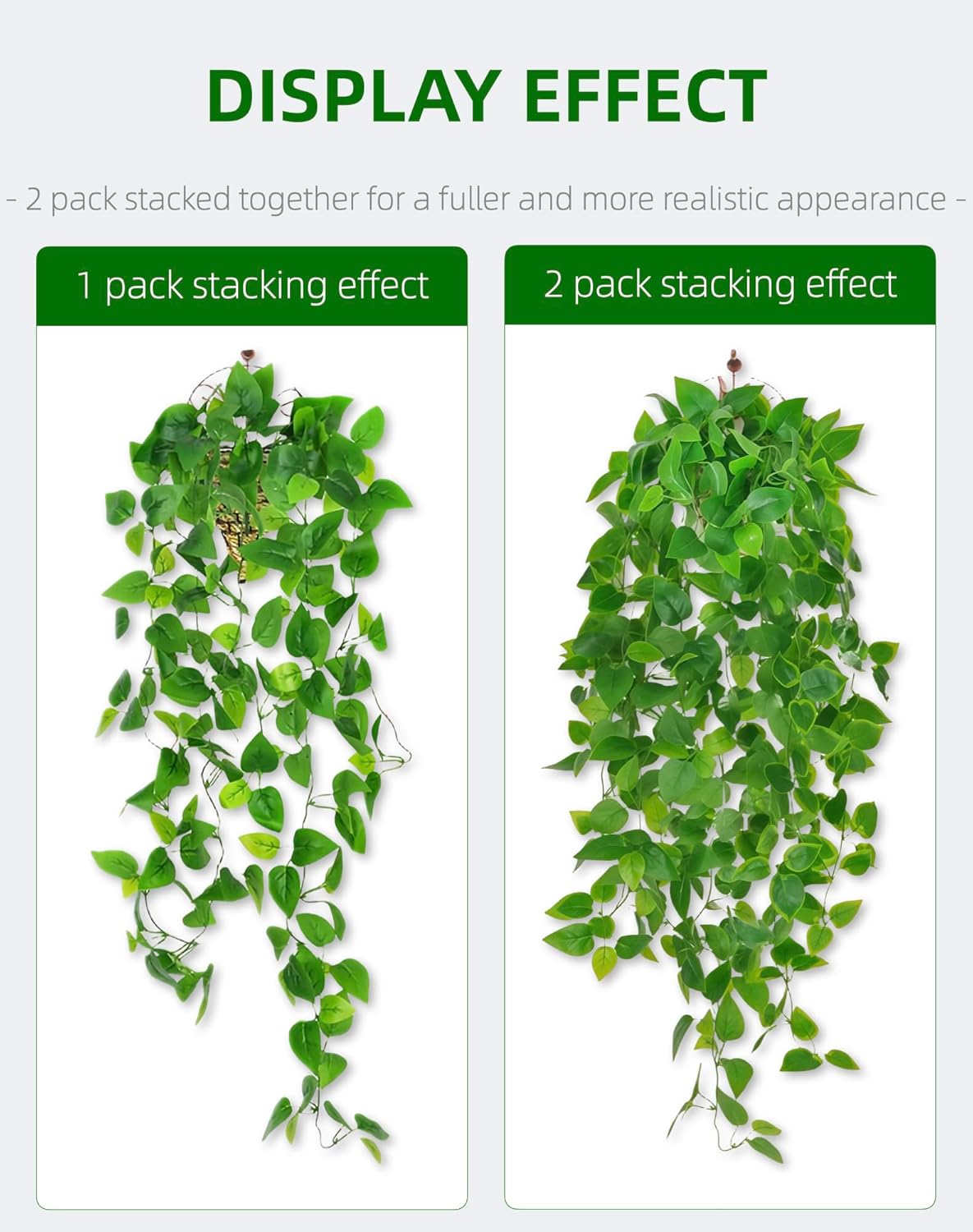 2 Pack Artificial Hanging Ivy Plants (3.6ft) - Fake Vine Greenery for Indoor/Outdoor Decor, Wedding