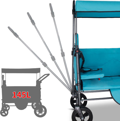 TMZ Collapsible Wagon Cart with Side-Opening Seat Conversion Design, Foldable Utility Wagon with 2