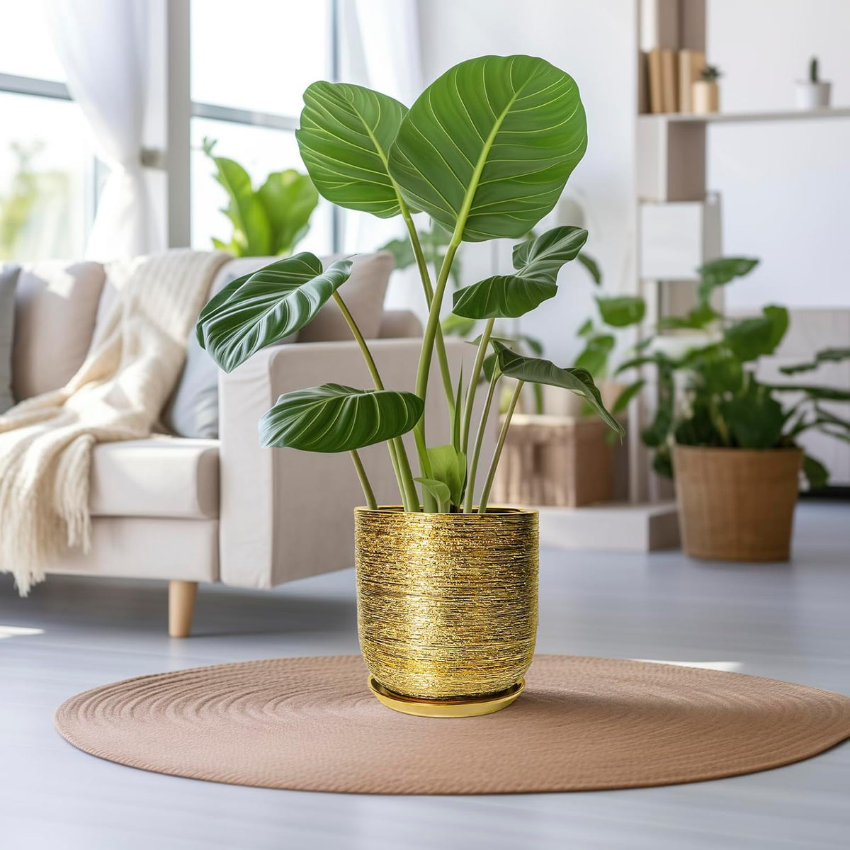 Ceramic Pots for Plants 12 Inch - Ceramic Planter for Indoor Outdoor Flowers, Cylinder Modern