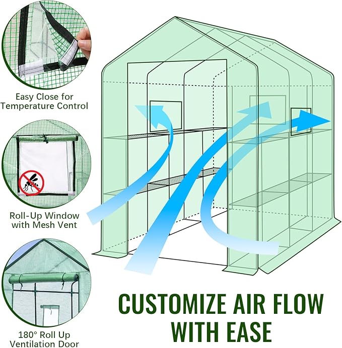Greengro Greenhouse, 57 x 85 x 76'' Greenhouses for Outdoors, Portable Greenhouse Kit with Mesh