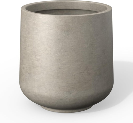 Kante 11.6" Dia Round Concrete Planter, Outdoor Indoor Large Plant Pots Containers with Drainage