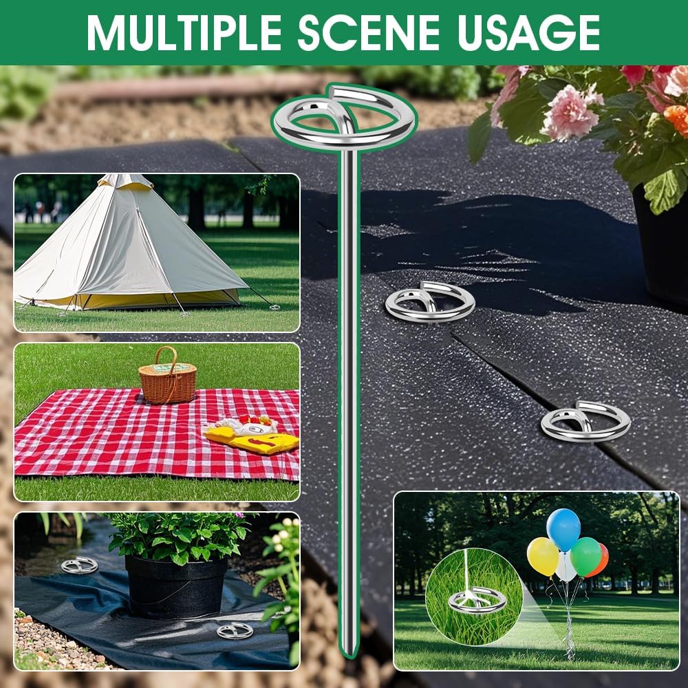 200pcs Landscape Fabric Pins, Bold 8 Gauge Galvanized Steel Garden Staples, Tent Stakes Landscape