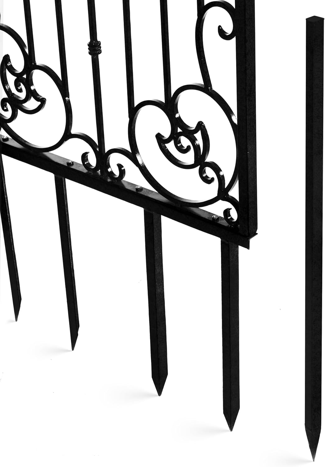 H Potter Black 8 Foot Tall Garden Trellis Wrought Iron Heavy Scroll Metal Decoration Lawn Patio and