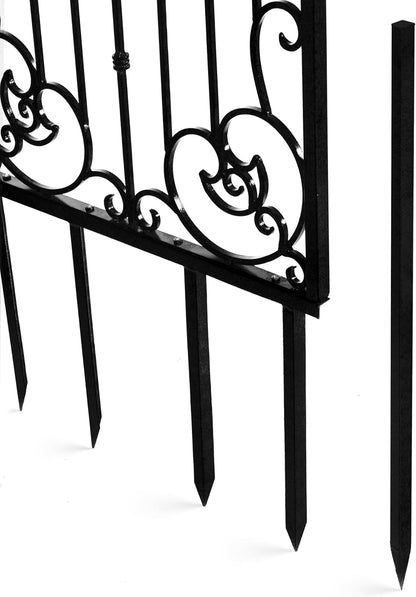 H Potter Black 8 Foot Tall Garden Trellis Wrought Iron Heavy Scroll Metal Decoration Lawn Patio and