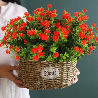 RECUTMS 12 Bundles Artificial Fake Flowers, Faux Outdoor Plastic Plants UV Resistant Shrubs Outside