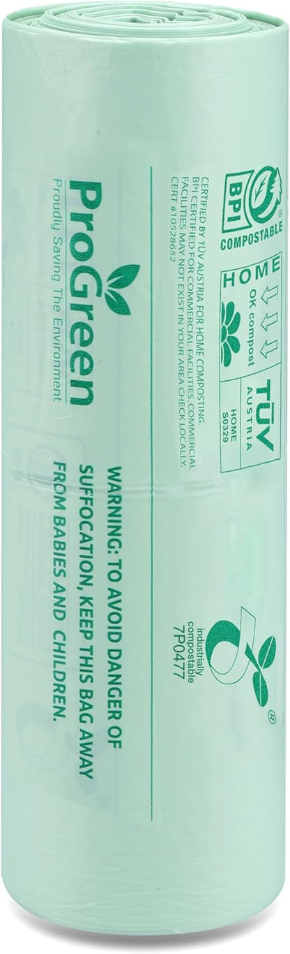ProGreen Compostable Trash Bags 2.6 Gallon, 100 Count, Extra Thick 0.71 Mil, Small Compost Kitchen