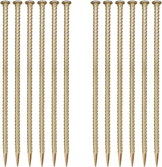 16 Inch Rebar Stakes (12 Pack)- 0.5 Inch Diameter Galvanized Steel Ground Anchors - Heavy Duty