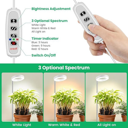 Grow Light, Full Spectrum Plant Lights for Indoor Growing with with 3/9/12H Timer, 3 Color Modes