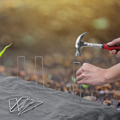 HongWay 420pcs 6 Inch Landscape Staples Galvanized Garden Stakes, 11 Gauge U-Shaped Sod Pins Yard