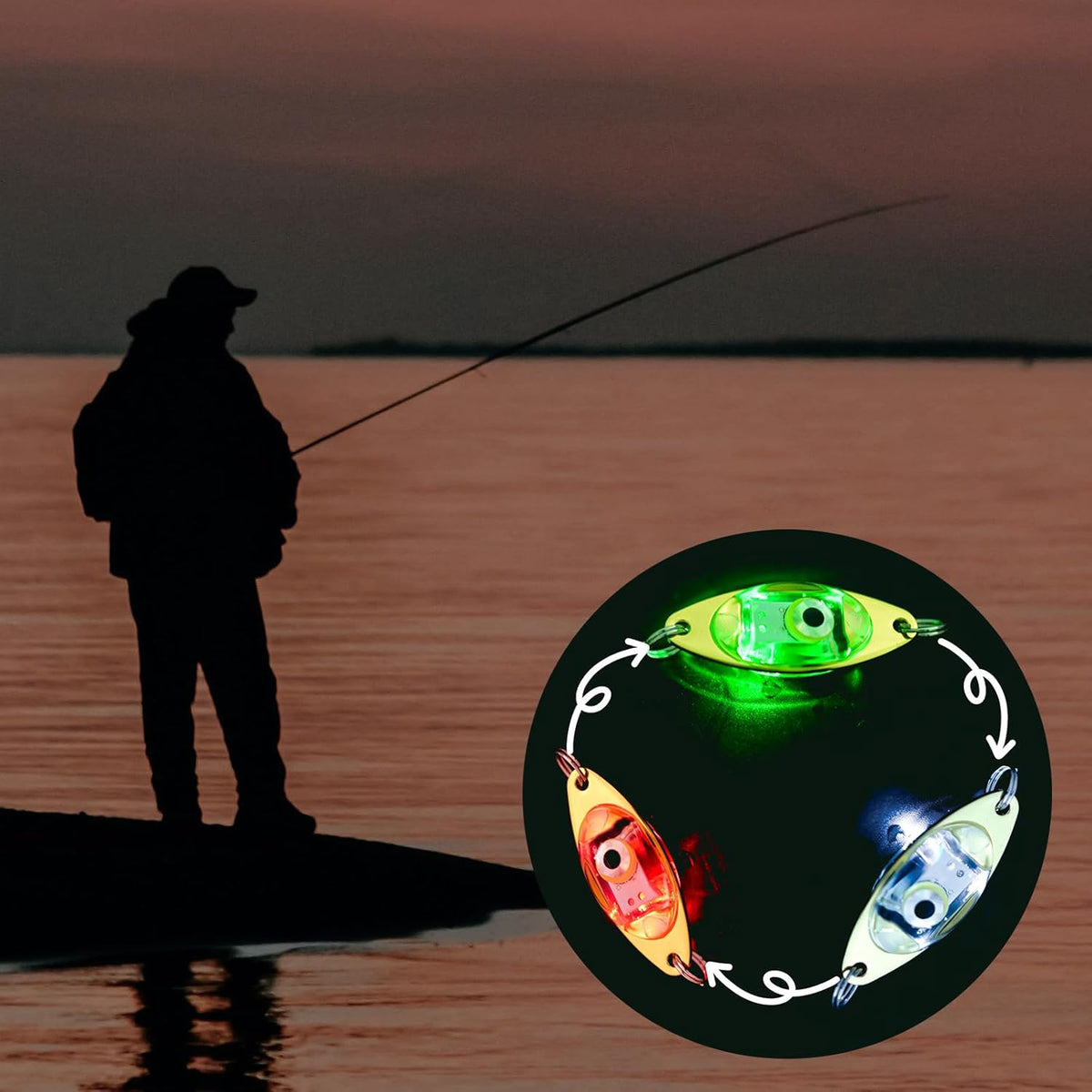 LED Underwater Fishing Lures，LED Lighted Bait Flasher，Deep Drop Fishing Lures，Fish Eye Attractive
