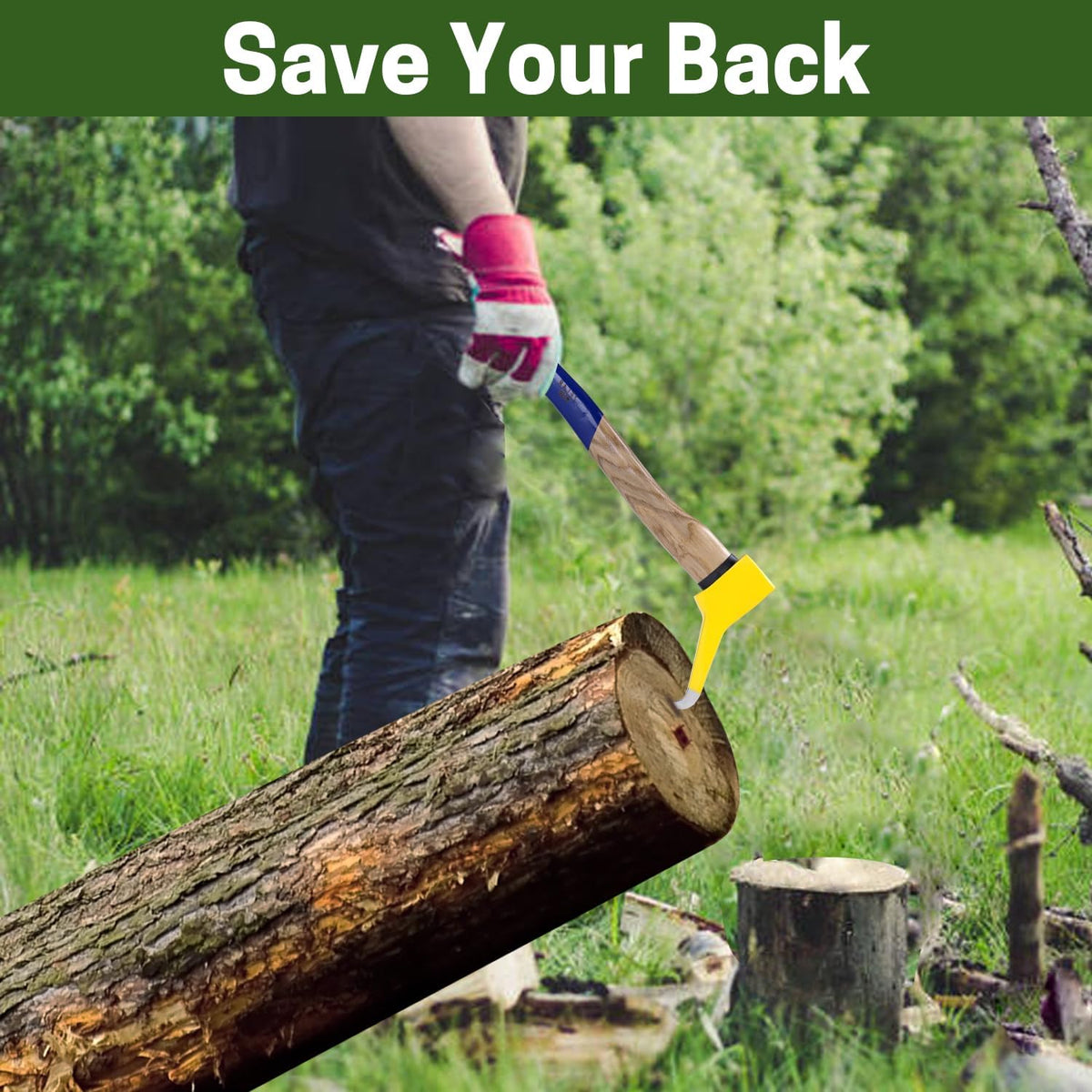 Pickaroon Logging Tool, Hookaroon, Log Roller Tool, Hookaroon for Dragging and Stacking Firewood