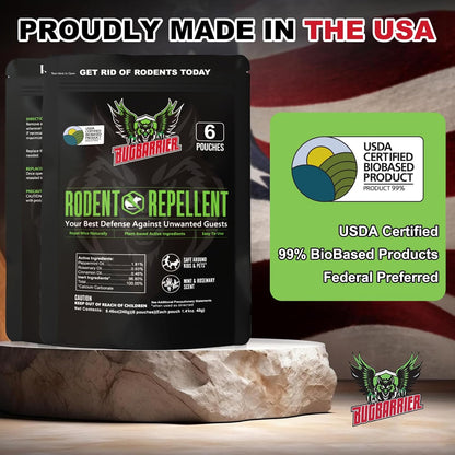 BugBarrier's Extra-Strength Mouse Repellent Deterrent Pouches, USDA 99% Biobased, Peppermint &