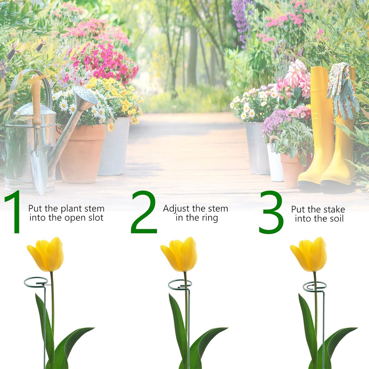 18 Inch 20 Packs Plant Support Stake Garden Single stemmed Plant Support Hoops Plant Prop for