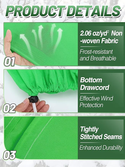 ANPHSIN 12 Pcs 39.3in x 39.3in Plant Covers Freeze Protection - Winter Shrub Plant Protection Bags