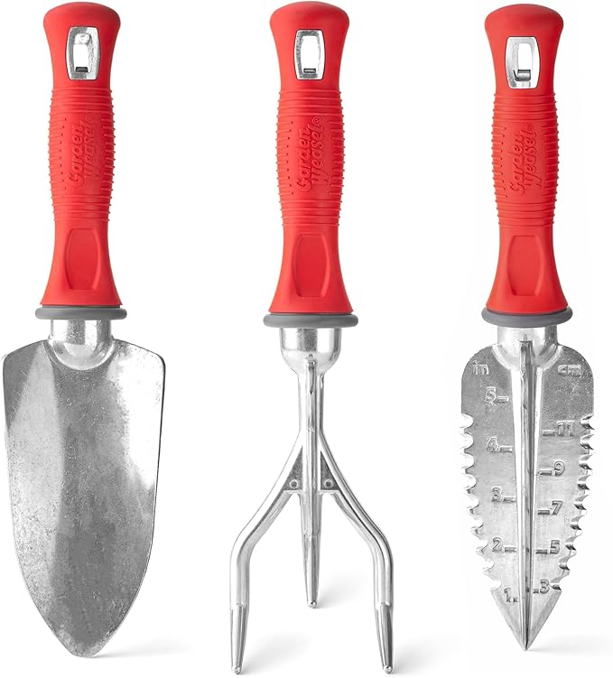 Garden Weasel 3-Piece Hand Tool Combo Set | Trowel, Transplanter and Cultivator | Heavy Duty Lawn