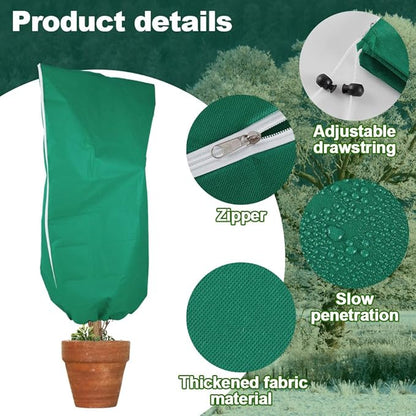 2 Pack Winter Plant Covers with Zipper & Drawstring, 31.5"×47.2" Frost Protection Bags for Outdoor