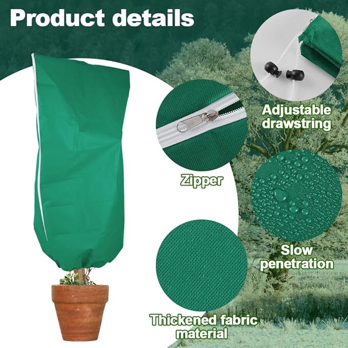 Plant Covers Freeze Protection, 47.2''×70.8'' Winter Cold Weather Frost Blankets Shrub Jacket with
