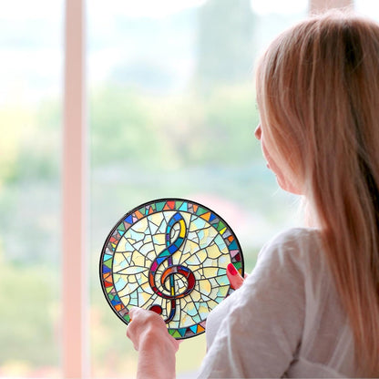 Musical Stained Glass Window Hanging Music Design Sun Catcher Musician Decor Music Teacher Gifts