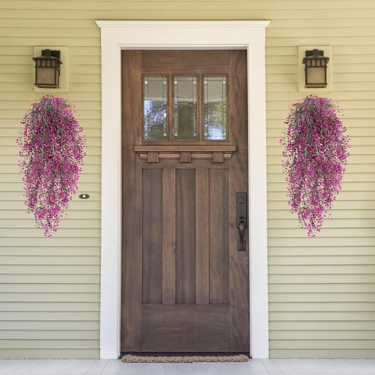 RECUTMS Artificial Hanging Plants Fake Hanging Vines Boston Fern Greenery Hanging Wall Plants for