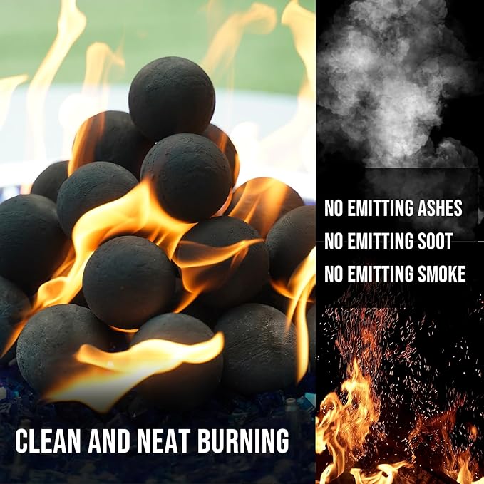 Skyflame 2-Inch Ceramic Fireplace Balls, 25PCS Round Fire Pit Balls for Indoor and Outdoor Fire