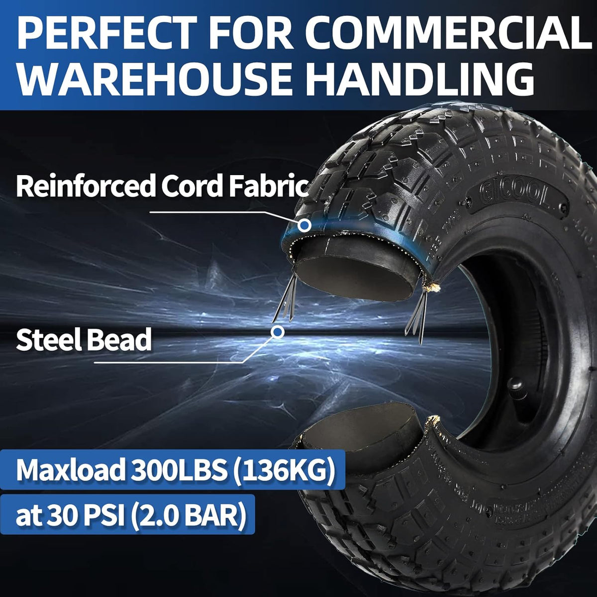 4.10/3.50-4 Replacement Tire and Inner Tube Set, 2 Pack, 10" Heavy Duty Tire and Tube, TR-13
